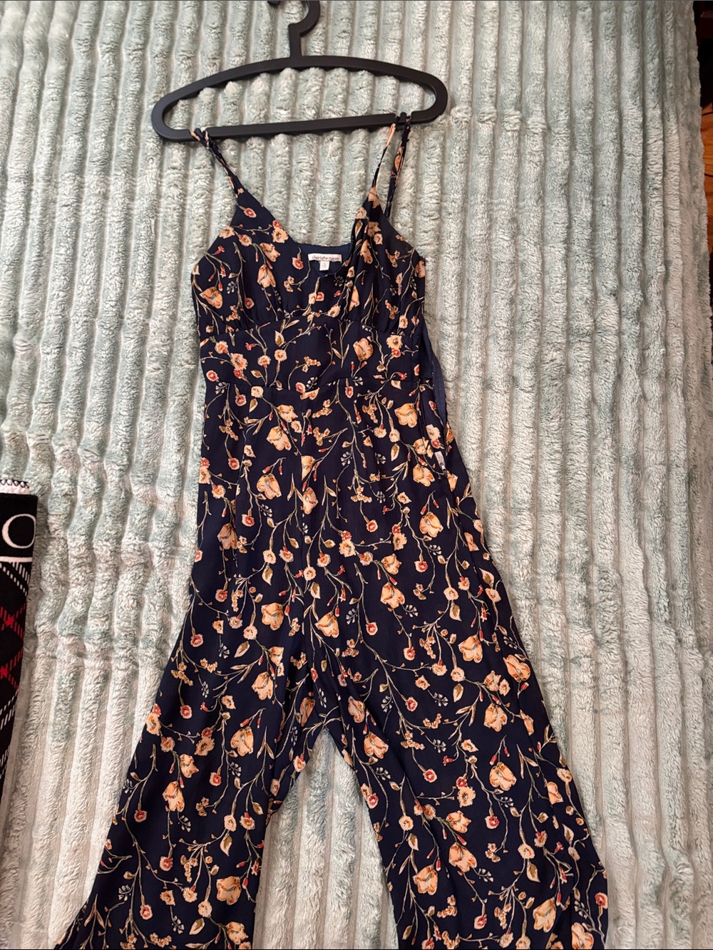Floral Print Navy Wide-Leg Jumpsuit